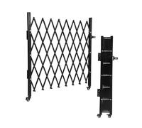 Single Folding Security Gate, 61" H x 71" W Flexible Expanding Security Gate, Folding Driveway Door Gate, Aluminum Security Gate, 360°Rolling Barricade Gate, Scissor Gate or Door, Black