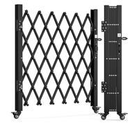 Single Folding Security Gate, Expandable Scissor Accordion Gate with 360° Swivel Casters, Barricade Gate Lockable Steel Retractable Gates for Garage, Warehouse, Doorway & Pool (52" H x 42" W)