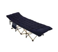 Single Folding Sleeping Cot Guest Bed Camping Cots Mat Bag Dark Bue