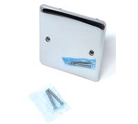 Single Gang Blanking Plate, Wall Faceplate, Cover for Electrical Sockets, Screws Included (Chrome)