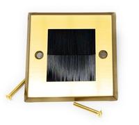 Single Gang Brush Wall Outlet Cable Entry Plate, Tidy Mount AV Wire Pass-Through Faceplate, Brass Black (Screws Included) (1)
