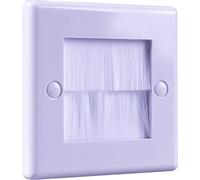 Single Gang Brush Wall - Plate Designed to Hide Cable Entry Points in The Wall (White)