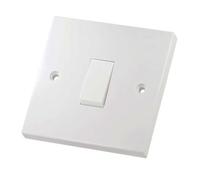 Single Gang Light Switch 1 Gang 1 Way White Plastic 6a