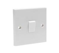 Single Gang Light Switch 1 Gang 2 Way White Plastic 10A