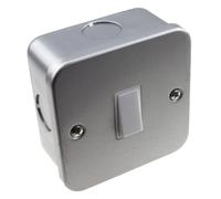 kenable Single Gang Metal Clad Steel UK Single 2 Way Switch with Cable Entry Points [Single Light Switch (2 Way)]