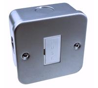 Single Gang Metal Clad Steel Unswitched 13A Fuse FCU Box with Cable Entry Points