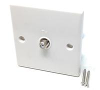Single Gang TV, Satellite, Radio Outlet Wall Plate Faceplate - F-Type Male Screw Socket Connector, UK/EU Standard, White