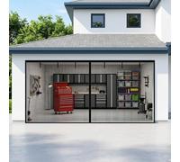Single Garage Door Screen Kit, Magnetic Mesh Screen for Garage Opening 1 Car, Garages Net Cover Outdoor for Patio Porch Weighted Bottom 488×244cm 457×213cm 427×183cm(Black,16x10ft (488x305cm))