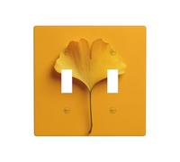 Single Ginkgo Leaf On Yellow Double Gang Toggle Light Cover Wall Plate Switch Decor Standard Size - 11.4x11.4cm