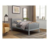 (Single, Grey) 3ft 4ft6 5ft Solid Wooden Curved Bed Frame in Grey or White