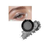 Single Grey Glitter Eyeshadow, Metallic Shimmering Eyeshadow Palette with Applicator, Gothic Smoky Makeup for Halloween, Long-Lasting, Waterproof, Highly Pigmented Basic Shade Eyeshadow-03