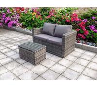 Single Grey Sofa Twin Table With Coffee Table Rattan Wicker Conservatory Outdoor Garden Furniture Set Grey
