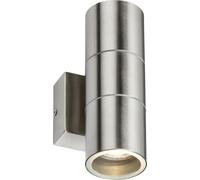 Single GU10 Outdoor Up and Down Wall Light in Brushed Chrome