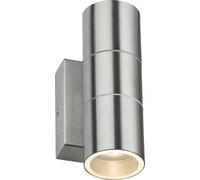 Single GU10 Outdoor Up and Down Wall Light with Daylight Sensor in Brushed Chrome