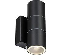 Single GU10 Outdoor Up and Down Wall Light with Daylight Sensor in Matt Black