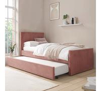 Single Guest Bed with Trundle Bed in Pink Velvet - Layla