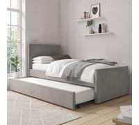 Single Guest Bed with Trundle in Grey Velvet - Layla