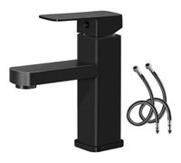 Single Handle Bathroom Faucet for Vanity Sink, Includes Valve And Cartridge Simple Design, Modern Matte Black Mixer Tap with Square Shape Waterfall Sp