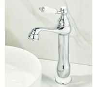 Single Handle Bathroom Faucet - High Spout Sink Mixer Tap for Hot & Cold Water - Antique Style Kitchen and Bath Basin Faucet