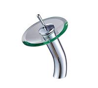 Single Handle Glass Kitchen Waterfall Faucet Polished Chrome All Copper Lavatory Basin Mixer Faucet Single Hole Solid Brass Washbasin Tap Deck Installation Vessel Faucet