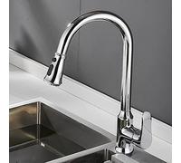 Single Handle Pull Out Sprayer Kitchen Faucet with 2 Spouts 360 Degree Swivel Hot and Cold Water Mixer Chrome Finish
