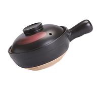 Single handle terracotta casserole ceramic pan cooking pot pans for cooking cast iron pot ceramic cookware ramyun pot soup bowls with lids stock pot casserole pot Clay dedicated-Black||25.5x18.5cm