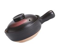 Single handle terracotta casserole ceramic pan cooking pot pans for cooking cast iron pot ceramic cookware ramyun pot soup bowls with lids stock pot casserole pot Clay dedicated-Black||25.5x18.5cm