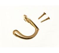 SINGLE HAT AND ROBE COAT HANGER CLOTHES HOOK BRASS PLATED + SCREWS ( pack of 3 )