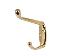 SINGLE HAT AND ROBE COAT HANGER CLOTHES HOOK BRASS PLATED + SCREWS ( pack of 4 )