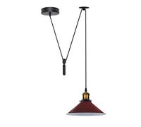 Single Head Ceiling Pendant Spider Light, Metal Light Shade, Adjustable 195cm Cord,Metal Light Shade, Vintage Edison E27 Bulb Base, Industrial Retro Lighting, (Burgandy-with Out Bulb)