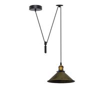 Single Head Ceiling Pendant Spider Light, Metal Light Shade, Adjustable 195cm Cord,Metal Light Shade, Vintage Edison E27 Bulb Base, Industrial Retro Lighting, (Brushed Brass- with Out Bulb)
