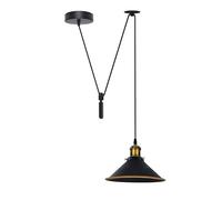 Single Head Ceiling Pendant Spider Light, Metal Light Shade, Adjustable 195cm Cord,Metal Light Shade, Vintage Edison E27 Bulb Base, Industrial Retro Lighting, (Black Gold line-with Out Bulb)