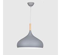 Single Head E27 Chaner with Wooden Accents - Metal Pendant Light for Dining Room, Bar, Villa Ceiling Lighting