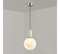 Single Head Moon Pendant Light, Milky White Metal Hanging Lamp with Sphel Acrylic Lampshade, Bedside Drop Lights, E27 Socket, Modern Minimalist Chaner for Children's Room