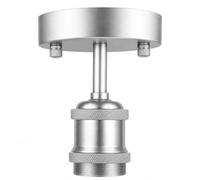 Single Head Semi Flush Mount Ceiling Light, Retro E27 Lamp Ceramic Holder | Industrial Kitchen Ceiling Light Fixture (Silvery)