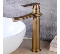 Single Hole Basin Mixer Tap with Short Lever for Hot and Cold Water, Chrome Finish, Antique Style，Antique High