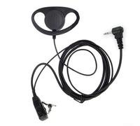 Single-Hole D-Type Earpiece, 2.5mm Jack, Compatible with T Series Talkies, High Sensitivity Mic, PTT Button, D-Hook Design for Security and Bodyguard Use