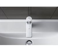 Single Hole Mixer Tap Duravit D-Neo FreshStart, with waste fitting, with pull cord Chrome