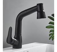 Single Hole Pull-Out Spray Bathroom Faucet with Gravity Ball Design, Brushed Brass Swivel Spout for Sink, Hot & Cold Water Mixer Tap in Gray Finish(Nero)