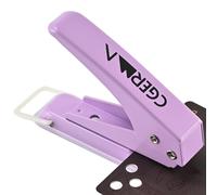 Single Hole Puncher,1/4" Hole Punch,50% Labor Savings, Heavy Duty Hole Puncher, Paper Punch, 15 Sheet Capacity, Metal Hole Puncher for ID Card, Chipboard, Art Project,Purple
