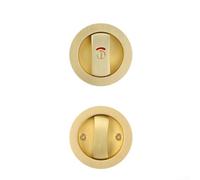 Single Hook Round Door Lock for Sliding Bathroom Doors with Clear Lock Status Indicators (Gold)