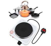 Single Hot Plate Portable Tabletop Hob,1000W Household Mini Portable Electric Stove, Heating Plate for Coffee Tea, Adjustable 5 Thermostats, Non-Slip Feet, White