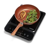 VonShef Single Induction Hob - 2000W Portable Induction Cooker w/LED Touch Display, 3 Hour Timer, 10 Heat Settings 60-240°C, Safety Lock - Black
