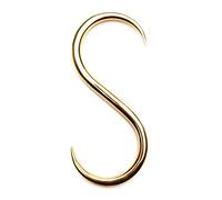 Single Large Brass Wrought Iron S Hook (6 inch / 15.2cm) - for Hanging Baskets, Kitchen Utensils, saucepans, Tools. for in The House, shed, Greenhouse or Garage.