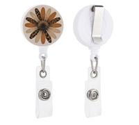 Single Large Daisy Leopard Print Retractable Badge Holder Reel Clip ID Card Holder for Doctor Nurse Student Office Worker