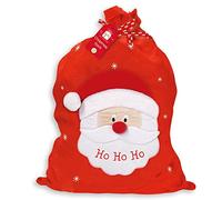SINGLE - Large/ Extra Large Christmas Santa Sack with Motif & Drawstring Tie - Festive Red Fleece Gift Bag | Perfect for Kids’ Goody Bags, Present Storage, Xmas Decorations - (LARGE 73cm x 50cm)