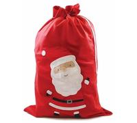 SINGLE - Large/Extra Large Christmas Santa Sack with Motif & Drawstring Tie - Festive Red Fleece Gift Bag | Perfect for Kids’ Goody Bags, Present Storage, Xmas Decorations - (EXTRA LARGE 95cm x 60cm)