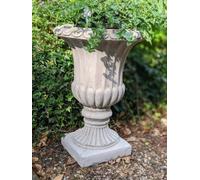 Single Large Fluted Stone Garden Vase