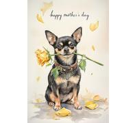 Single Large Luxury Black Chihuahua Mother's Day Card - Blank Inside (MOT)