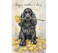 Single Large Luxury Black Cocker Spaniel Mother's Day Card - Blank Inside (MOT)